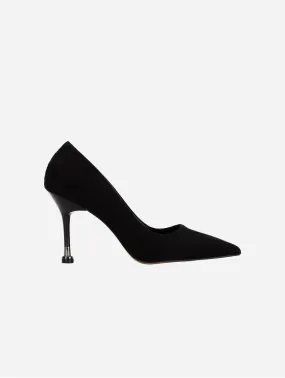 Raven Vegan Suede Pointed Toe Stiletto Pump | Black