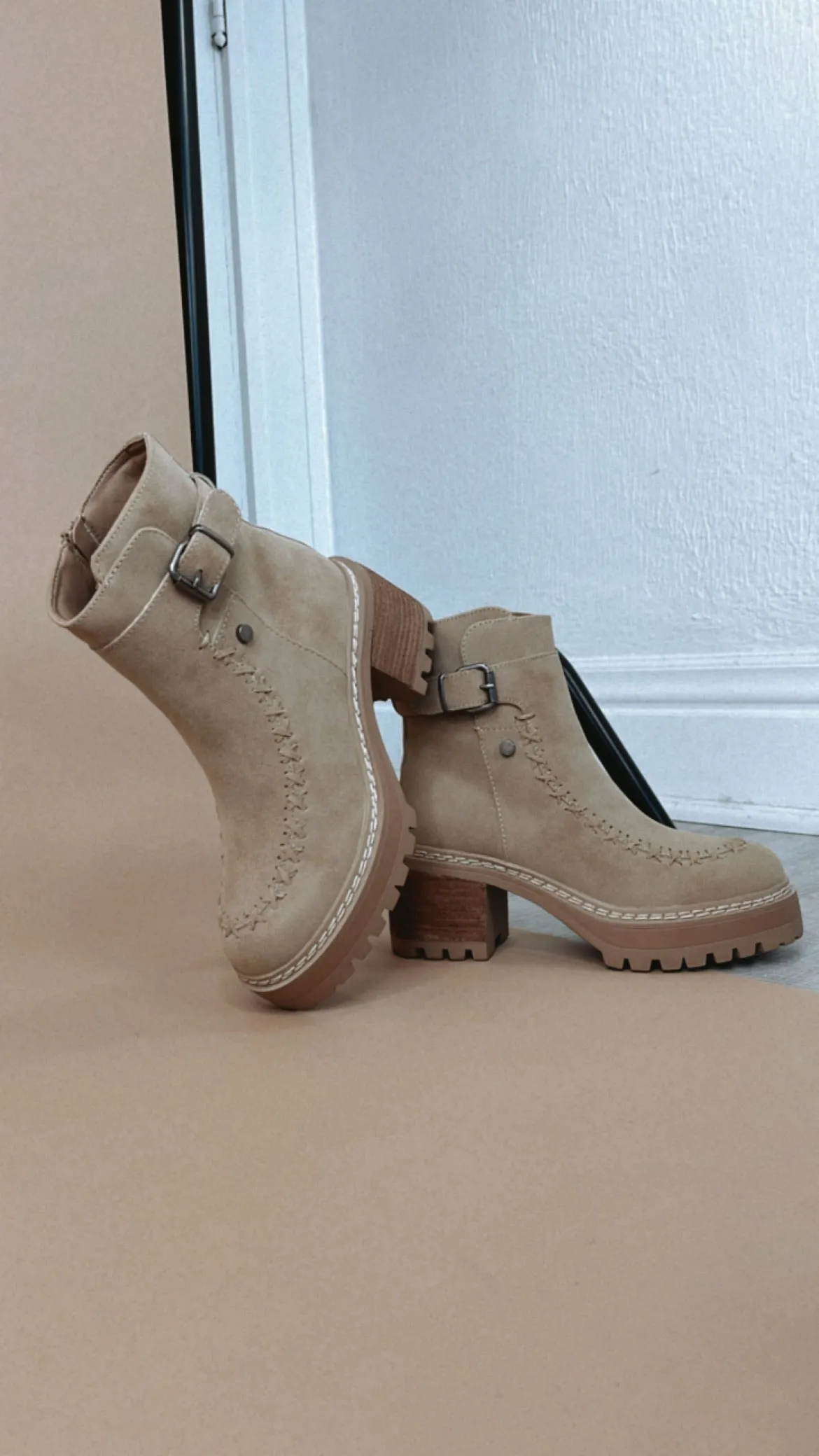 Ridge Platform Buckle Bootie, Sand