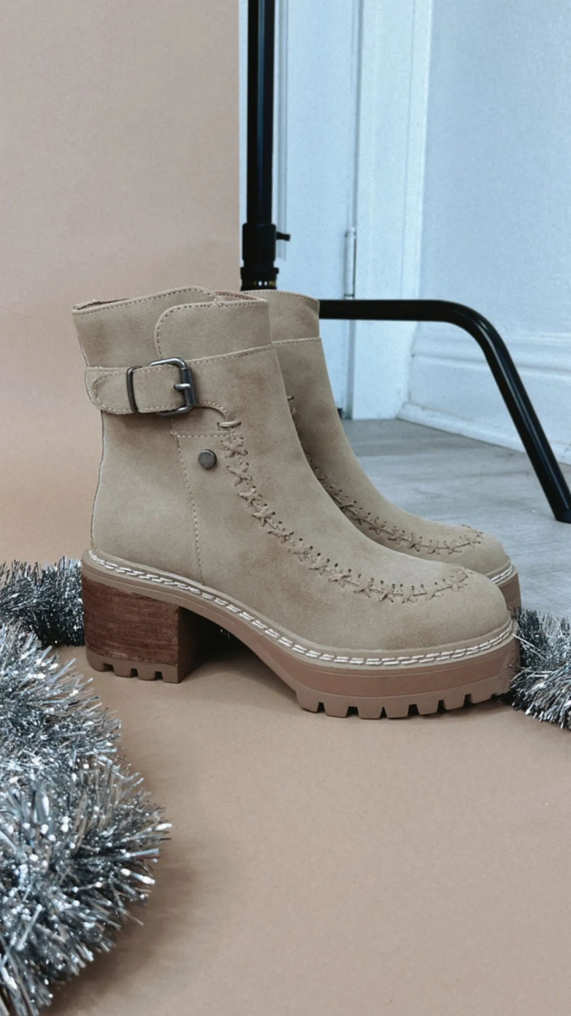 Ridge Platform Buckle Bootie, Sand
