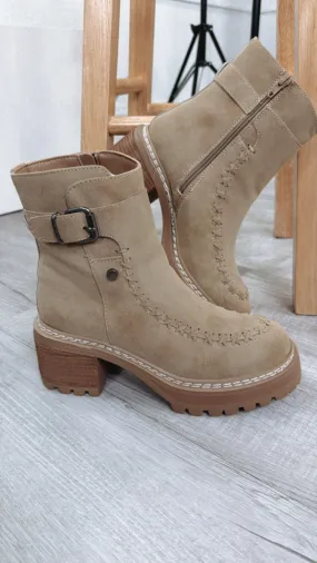 Ridge Platform Buckle Bootie, Sand