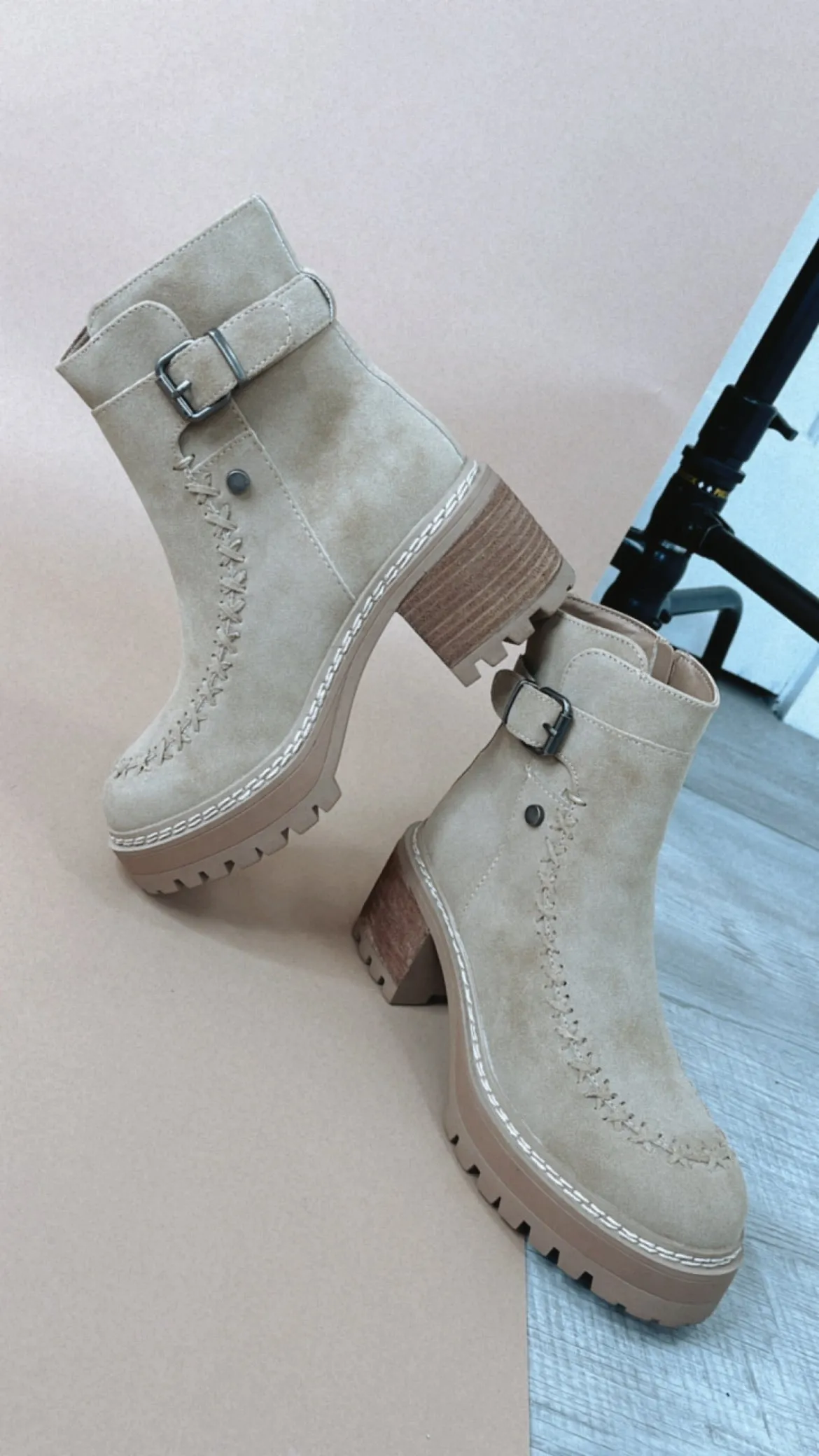 Ridge Platform Buckle Bootie, Sand