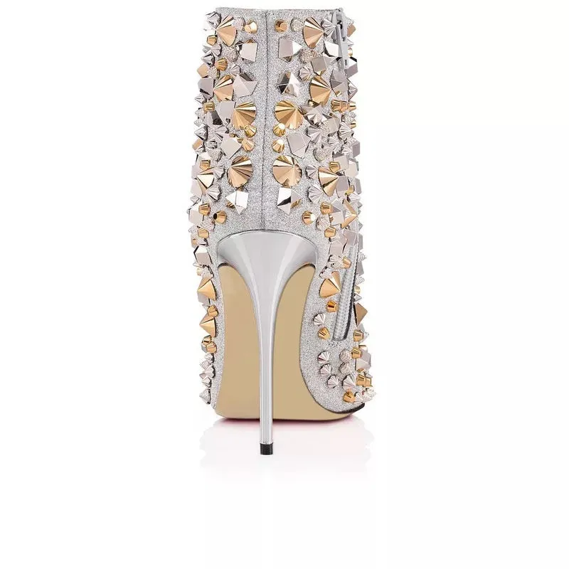 Rivets Studded Ankle Boots
