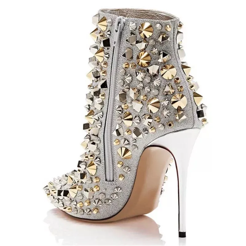 Rivets Studded Ankle Boots