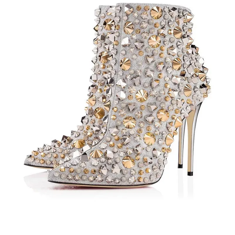 Rivets Studded Ankle Boots
