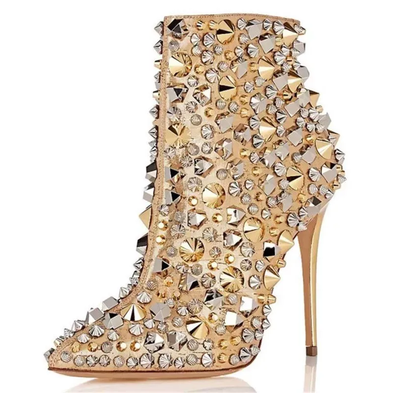 Rivets Studded Ankle Boots