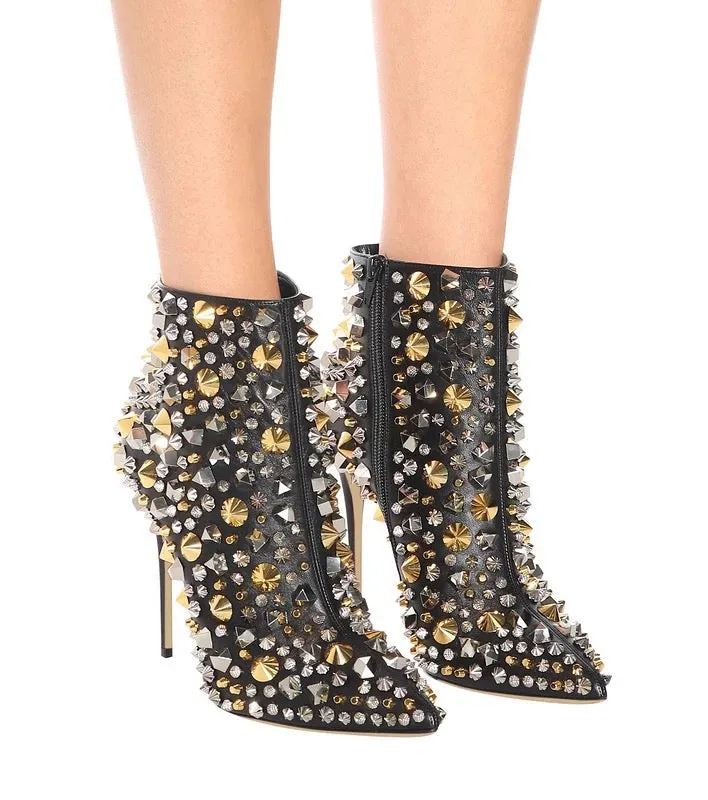 Rivets Studded Ankle Boots