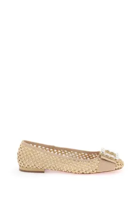 Roger vivier "tres vivier ballerinas in rafia RVW44938140RNK CREMA CHIARO COLLANT CARNE CHIARO