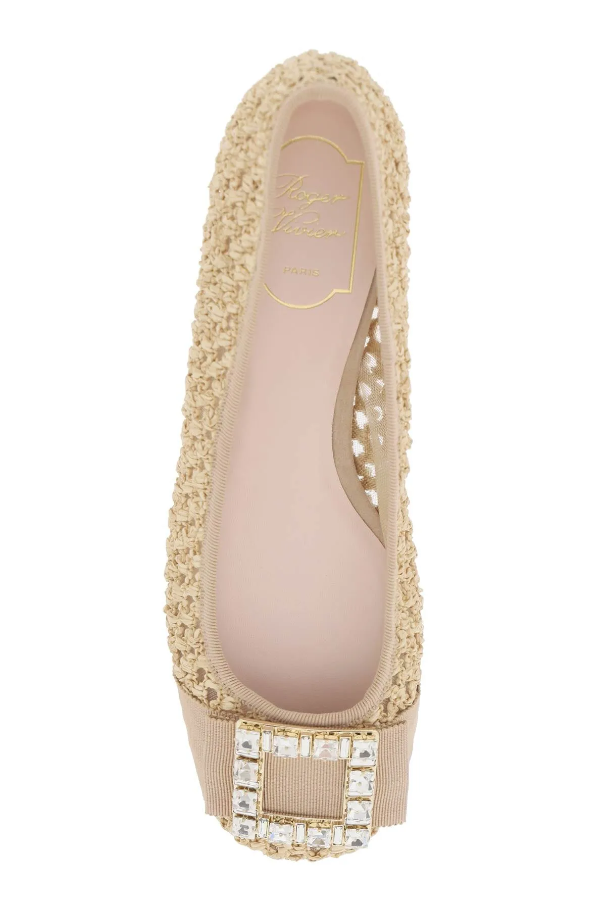 Roger vivier "tres vivier ballerinas in rafia RVW44938140RNK CREMA CHIARO COLLANT CARNE CHIARO