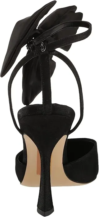 Sam Edelman Halie Black Suede Pointed Toe Stiletto Heeled Bow Detailed Pumps
