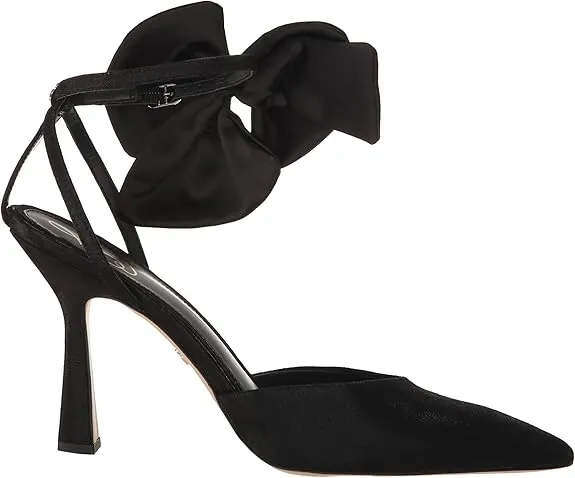 Sam Edelman Halie Black Suede Pointed Toe Stiletto Heeled Bow Detailed Pumps