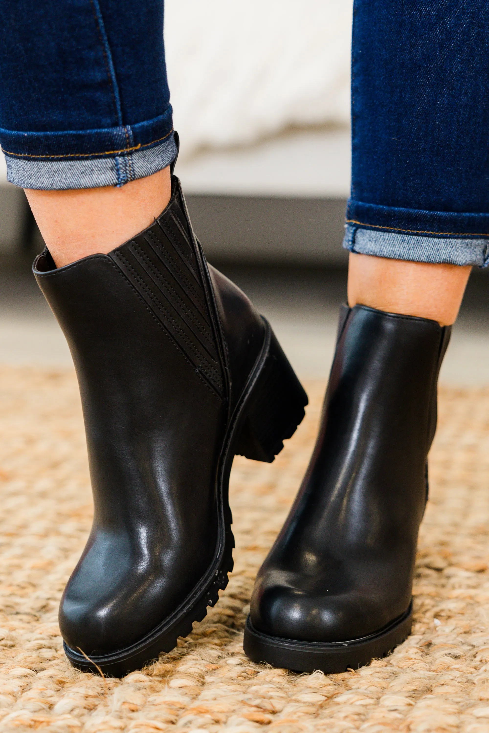 Shift In Perspective Booties, Black