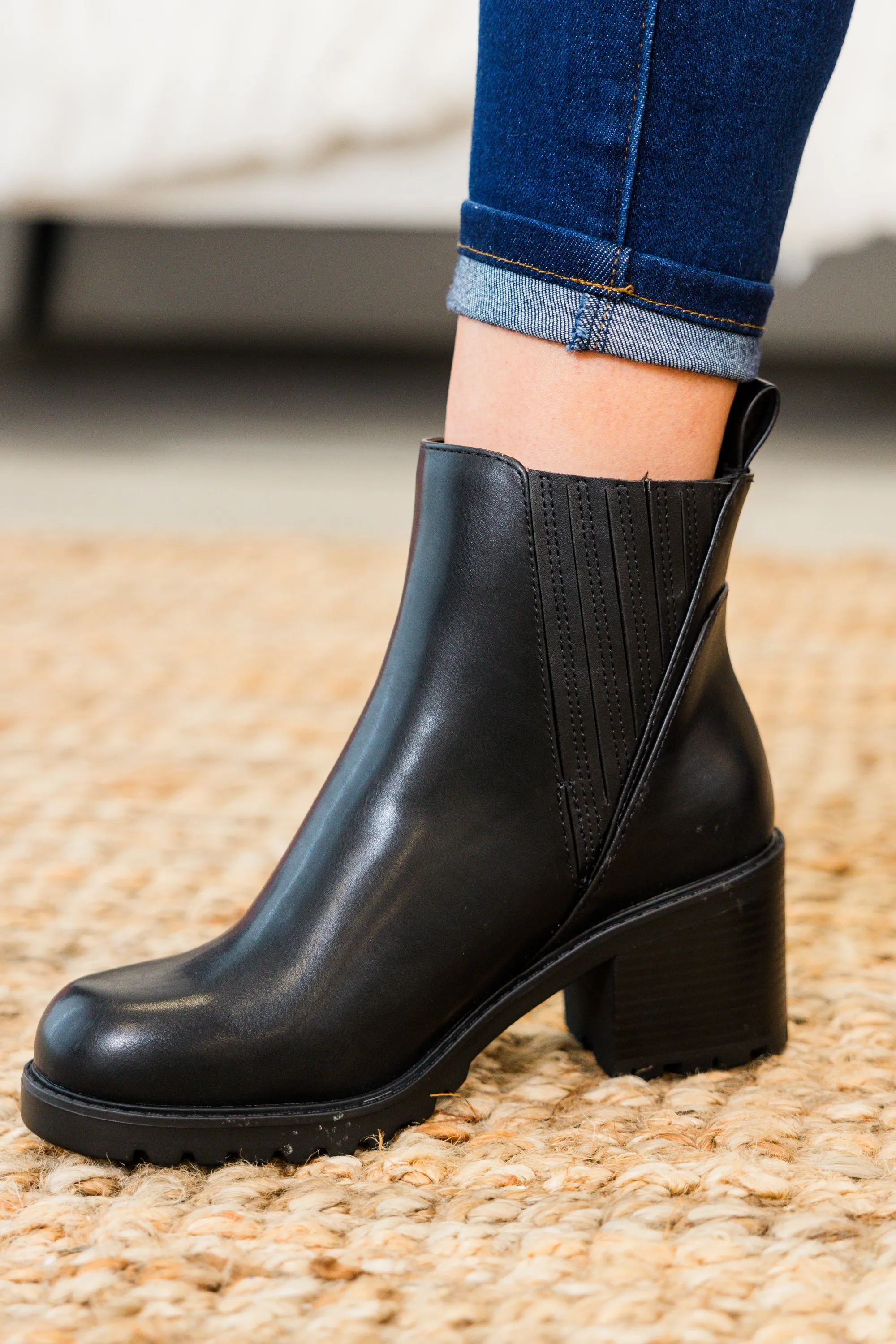 Shift In Perspective Booties, Black