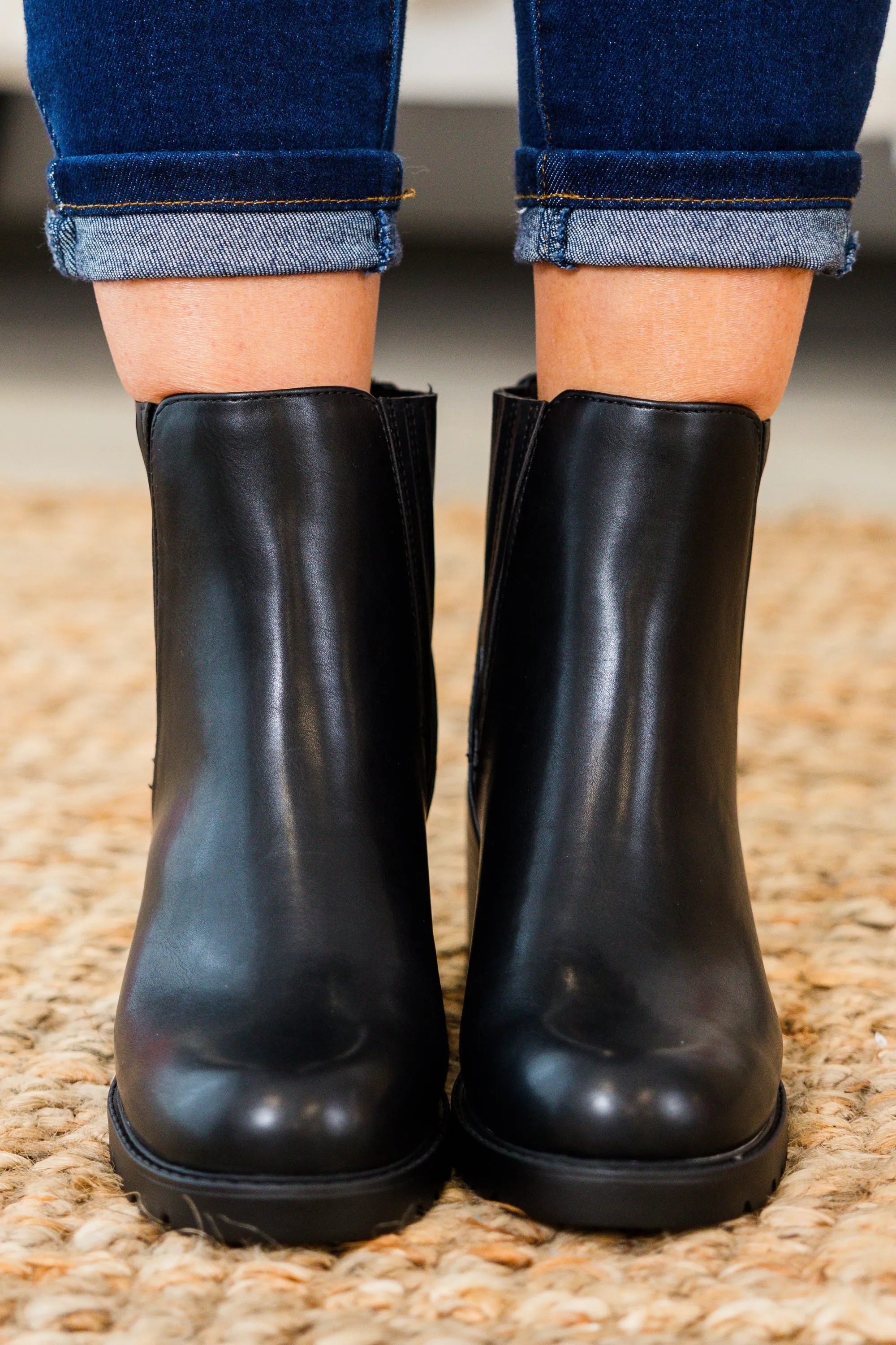 Shift In Perspective Booties, Black