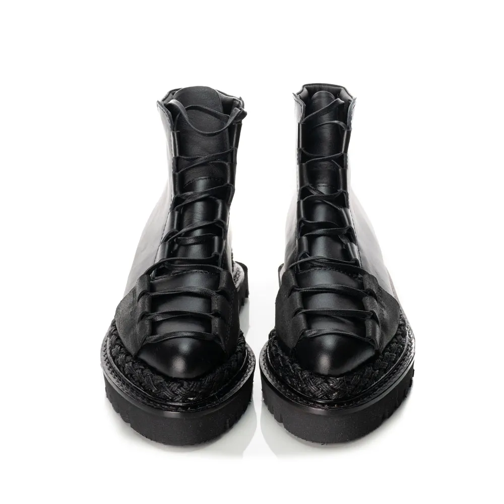 SHR Fall Joy - New Day black leather lace-up booties