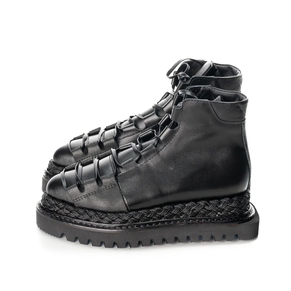 SHR Fall Joy - New Day black leather lace-up booties