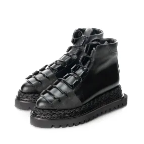 SHR Fall Joy - New Day black leather lace-up booties