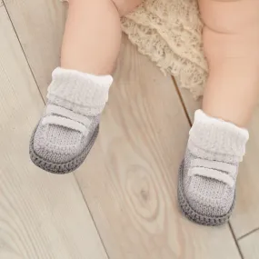 Smart White And Grey Socks Booties