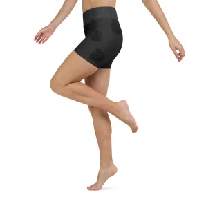 Snooty Fox Art Yoga Shorts - Hex waist, Black Logo