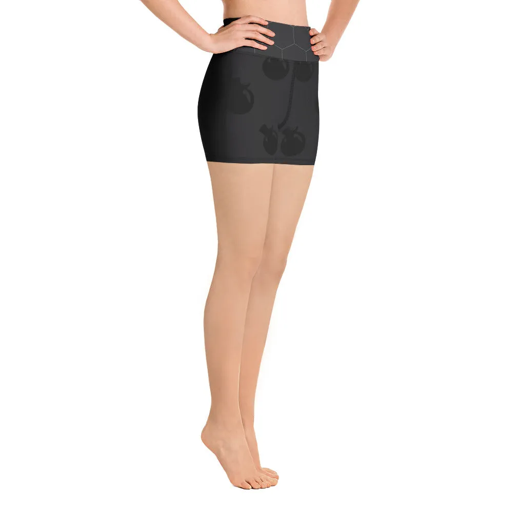 Snooty Fox Art Yoga Shorts - Hex waist, Black Logo