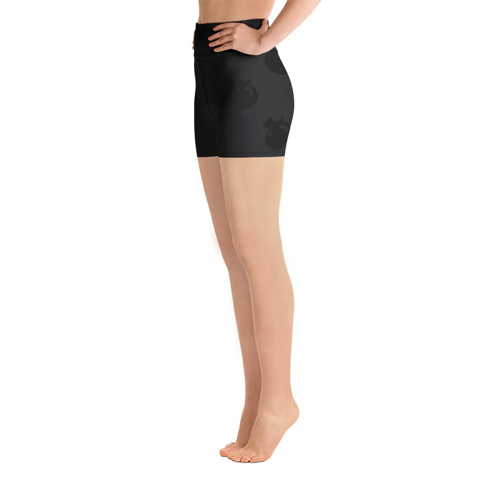 Snooty Fox Art Yoga Shorts - Hex waist, Black Logo