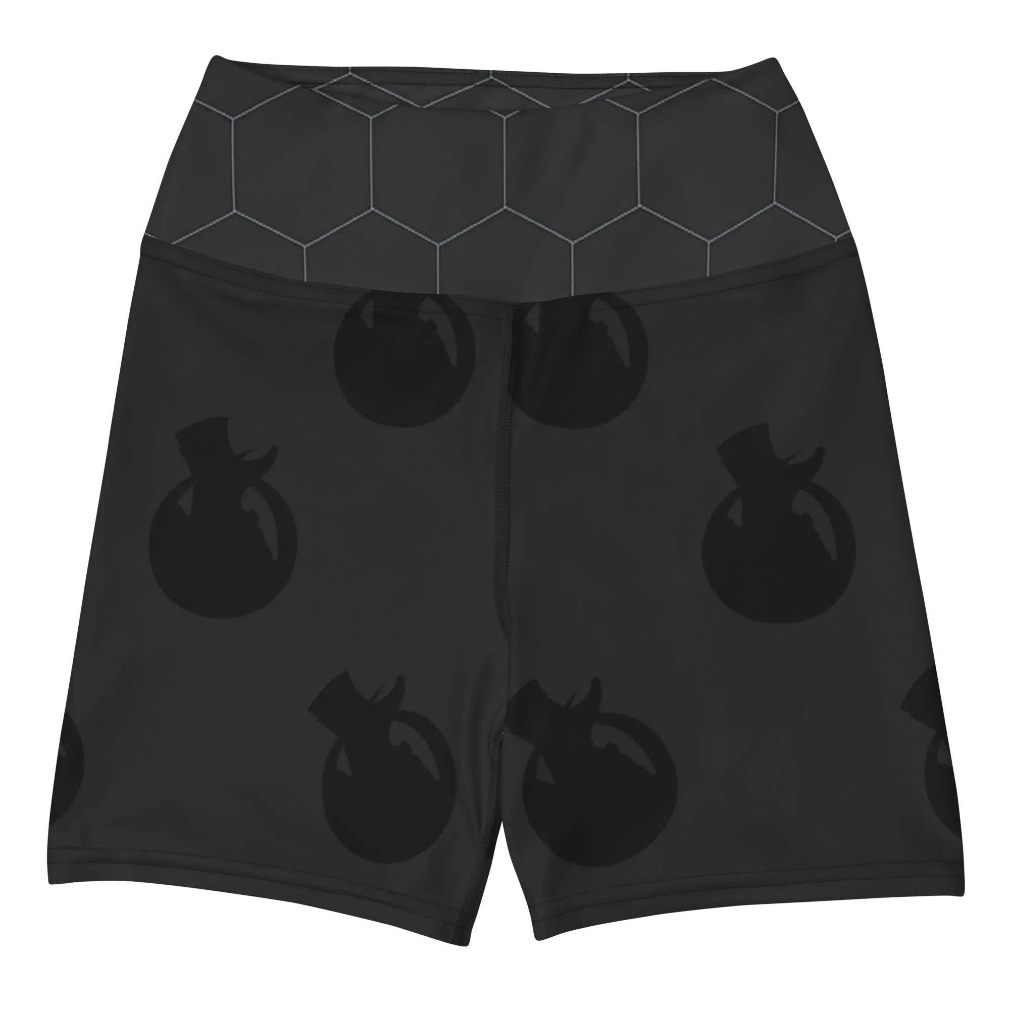 Snooty Fox Art Yoga Shorts - Hex waist, Black Logo