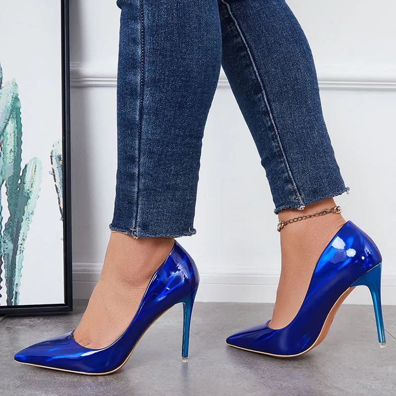 Sohiwoo Women Women Ultra Stilettos Thin High Heel Pumps Slip on Party Shoes