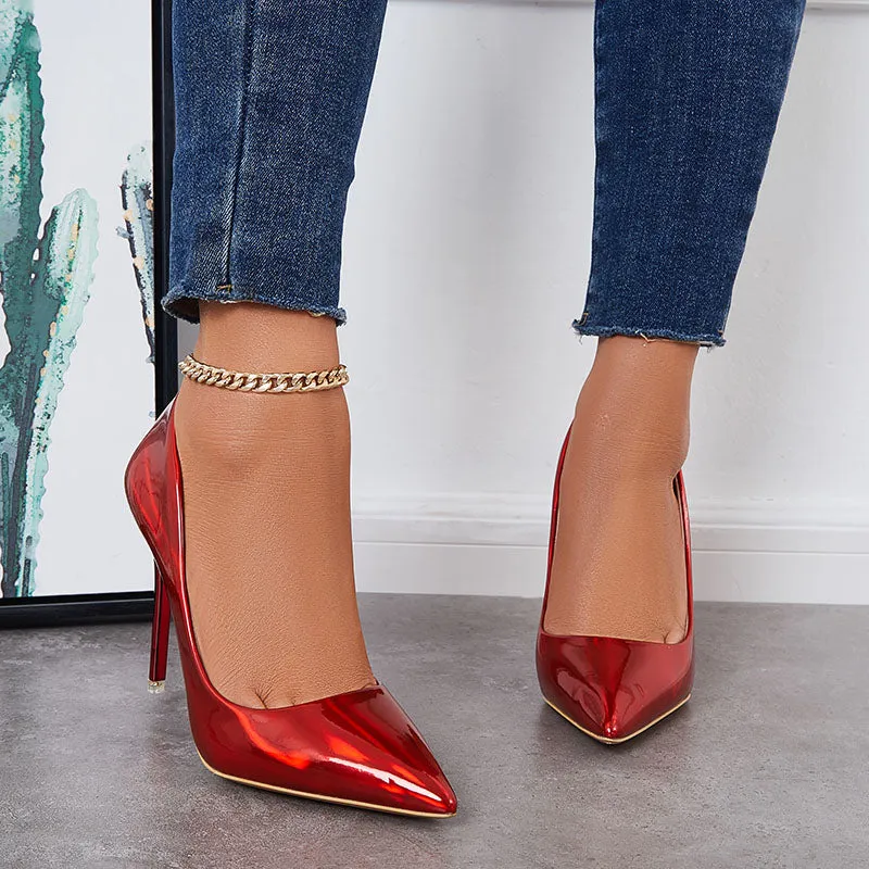 Sohiwoo Women Women Ultra Stilettos Thin High Heel Pumps Slip on Party Shoes