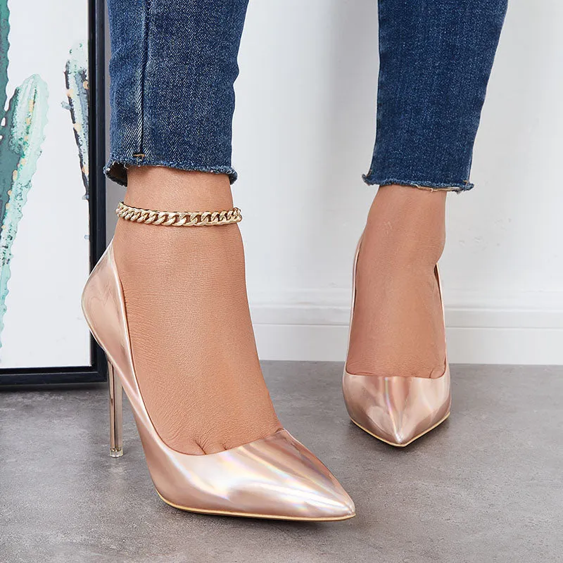 Sohiwoo Women Women Ultra Stilettos Thin High Heel Pumps Slip on Party Shoes