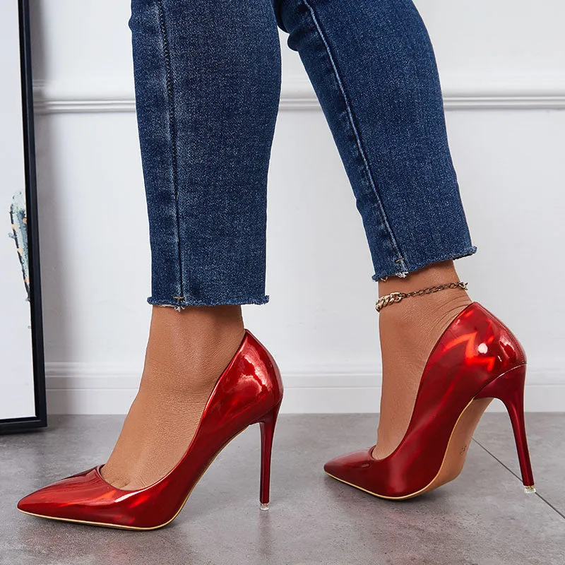 Sohiwoo Women Women Ultra Stilettos Thin High Heel Pumps Slip on Party Shoes