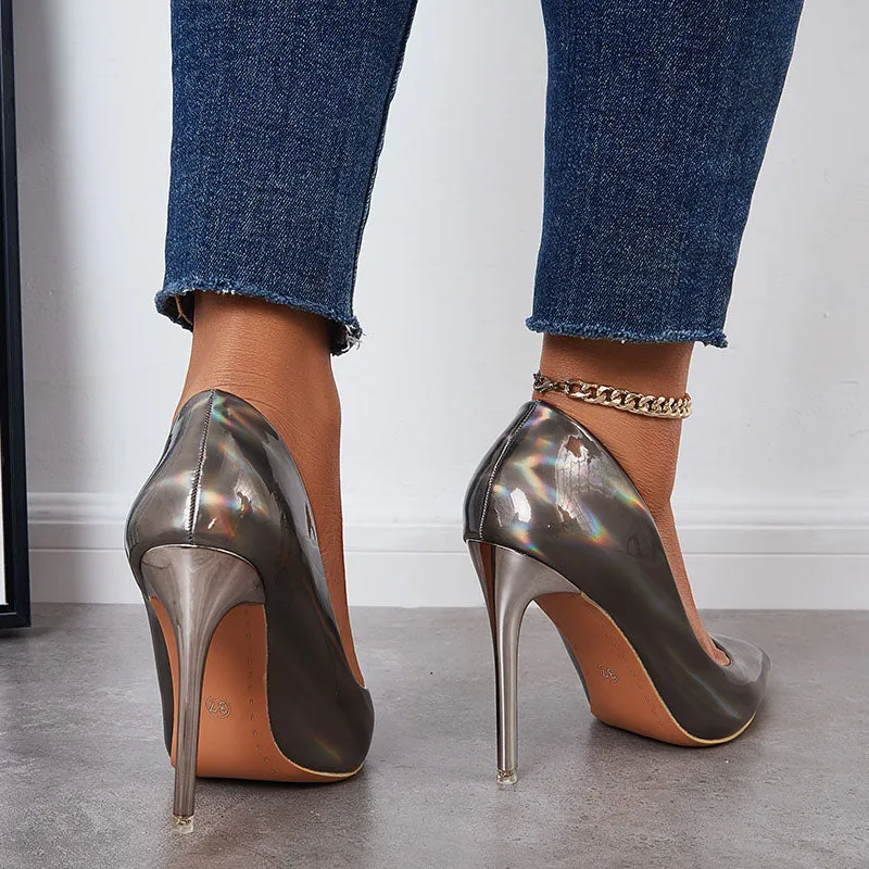 Sohiwoo Women Women Ultra Stilettos Thin High Heel Pumps Slip on Party Shoes