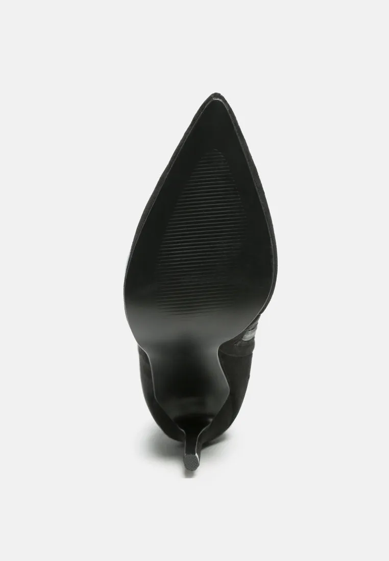 Stretch velvet high heel boots