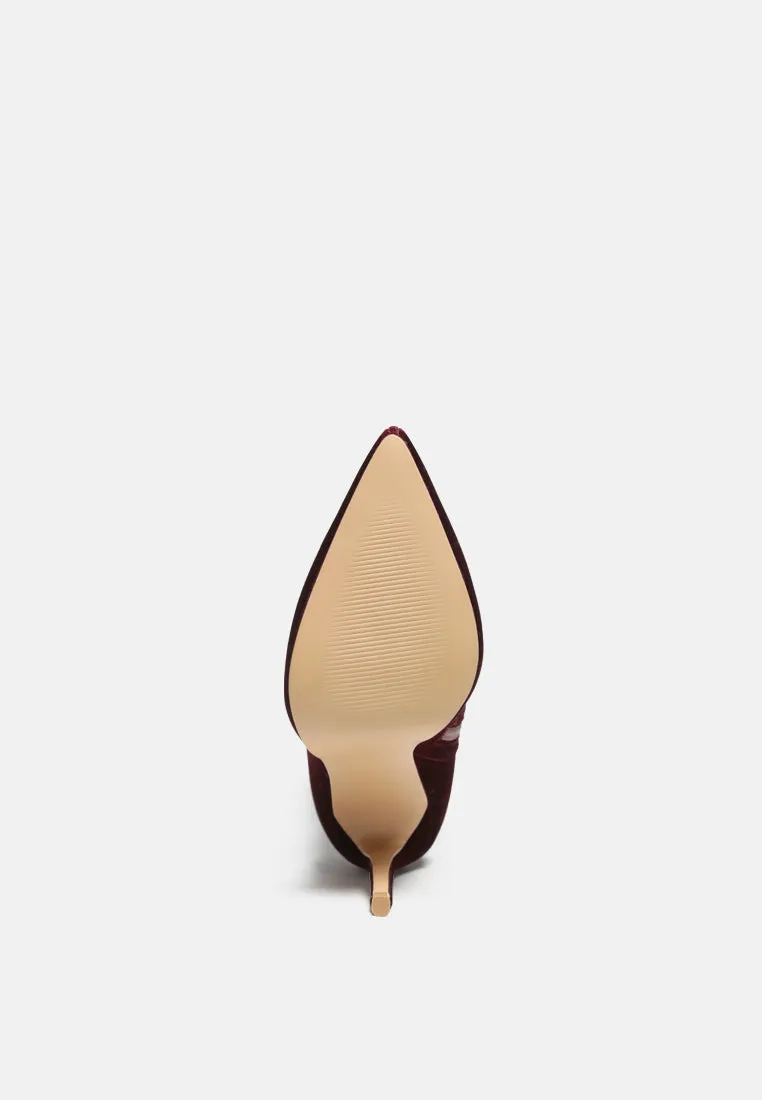 Stretch velvet high heel boots