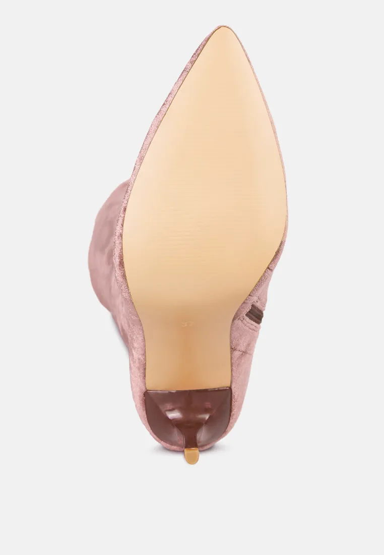 Stretch velvet high heel boots