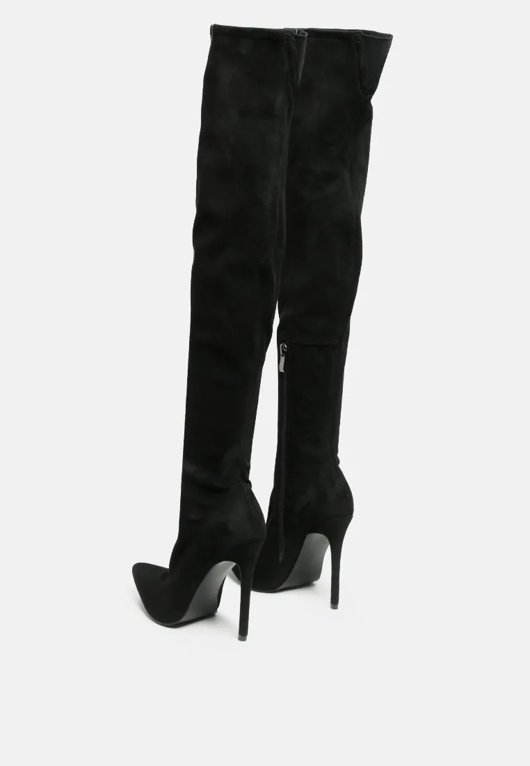 Stretch velvet high heel boots