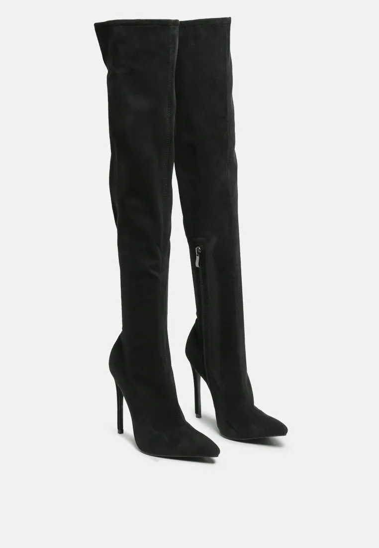 Stretch velvet high heel boots