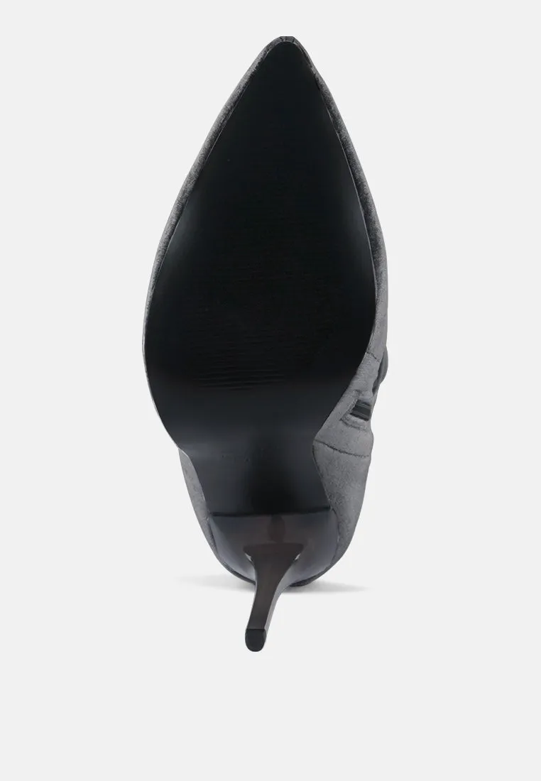 Stretch velvet high heel boots
