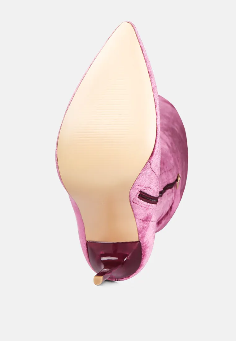 Stretch velvet high heel boots