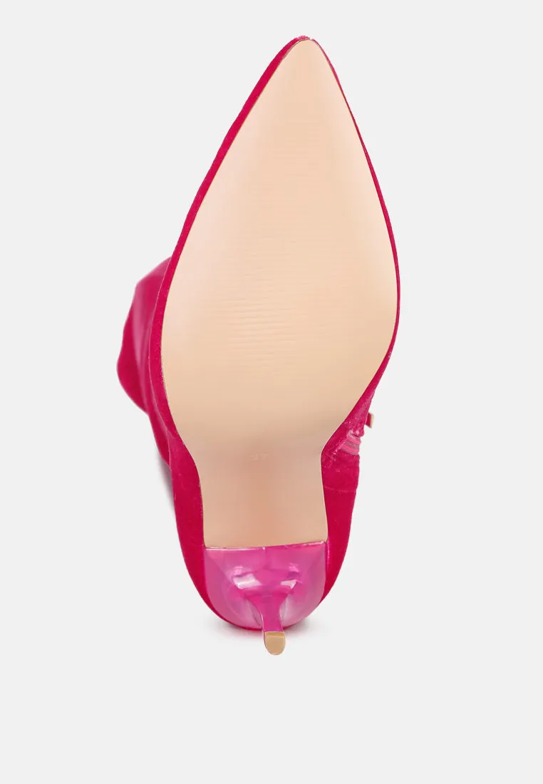 Stretch velvet high heel boots