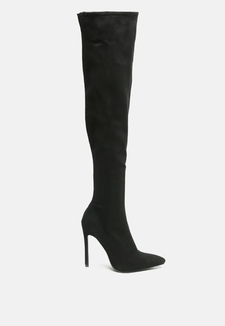 Stretch velvet high heel boots