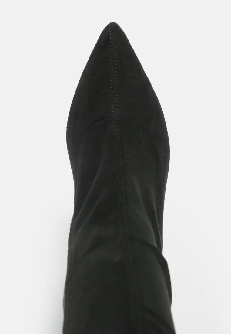 Stretch velvet high heel boots