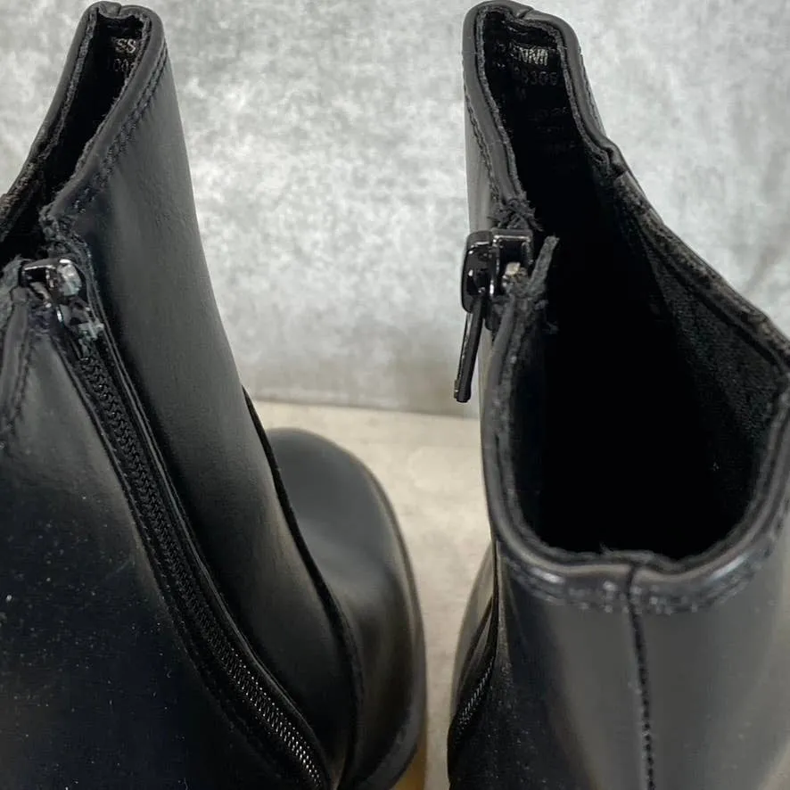 SUN   STONE Women's Black Lennii Lug-Sole Slip-On Block-Heel Booties SZ 7.5