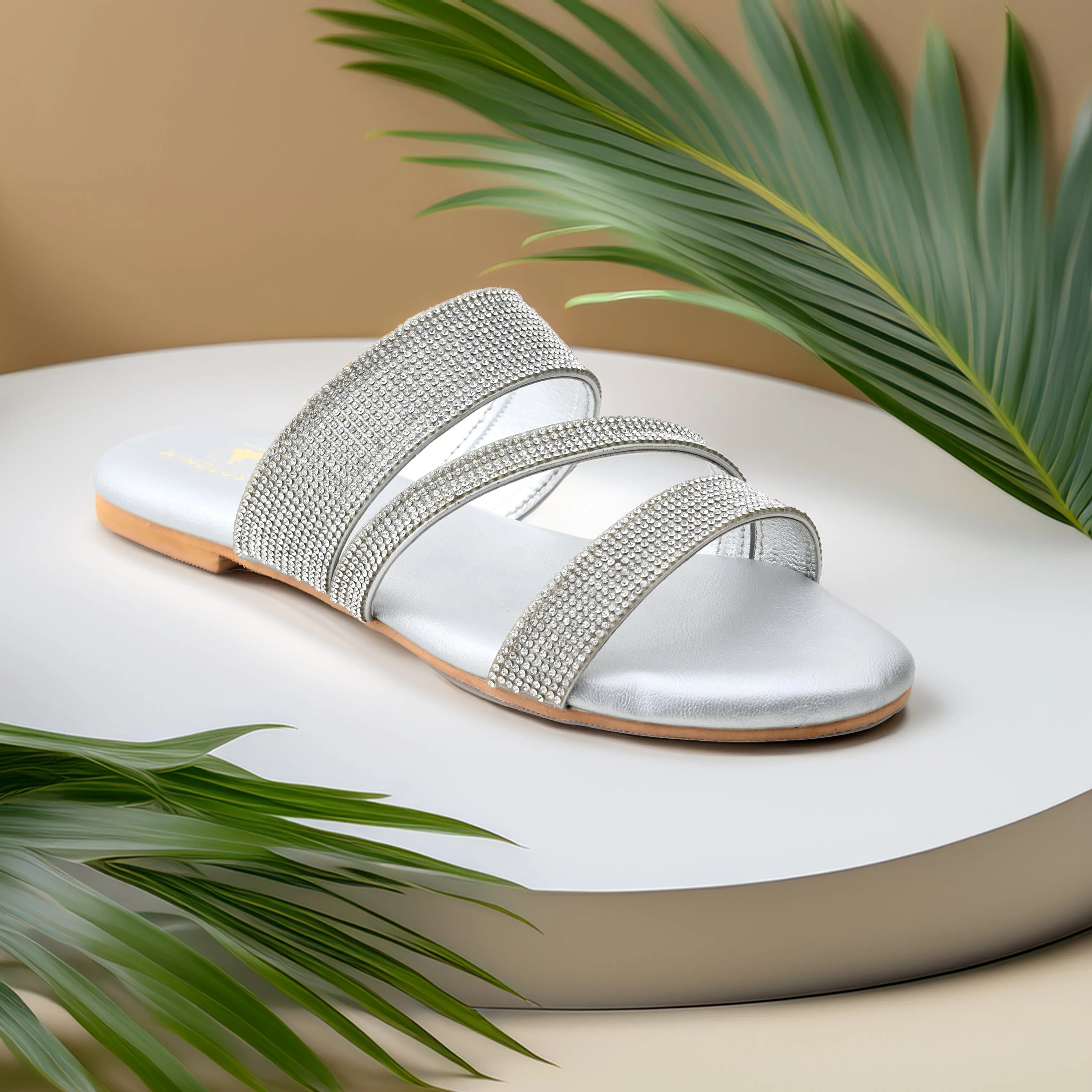 Swarovski Bling Strap Flats - Silver
