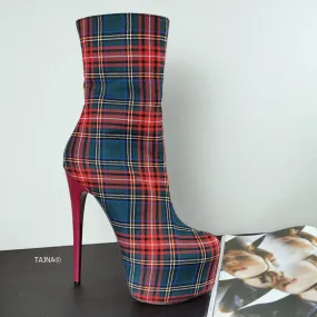 Tartan Ankle Platform Booties