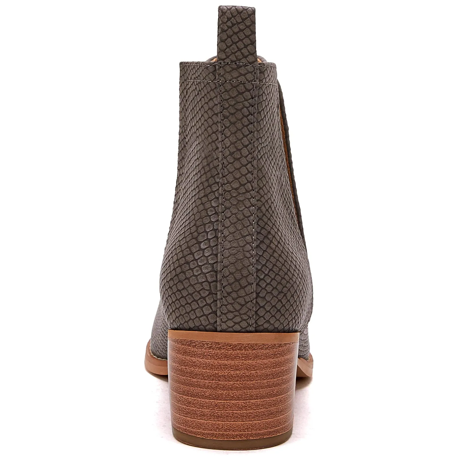 Taupe Brown Snakeskin Faux Leather Closed Toe Ankle Booties