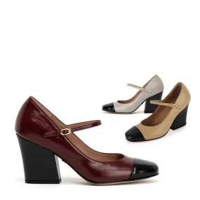 *UK size 2.5 - ROXY - wine, 8cm heels