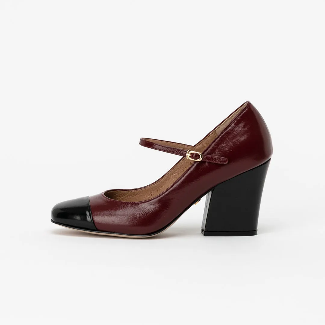 *UK size 2.5 - ROXY - wine, 8cm heels