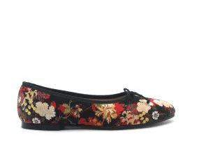 Valencia Black Floral Ballet Flat