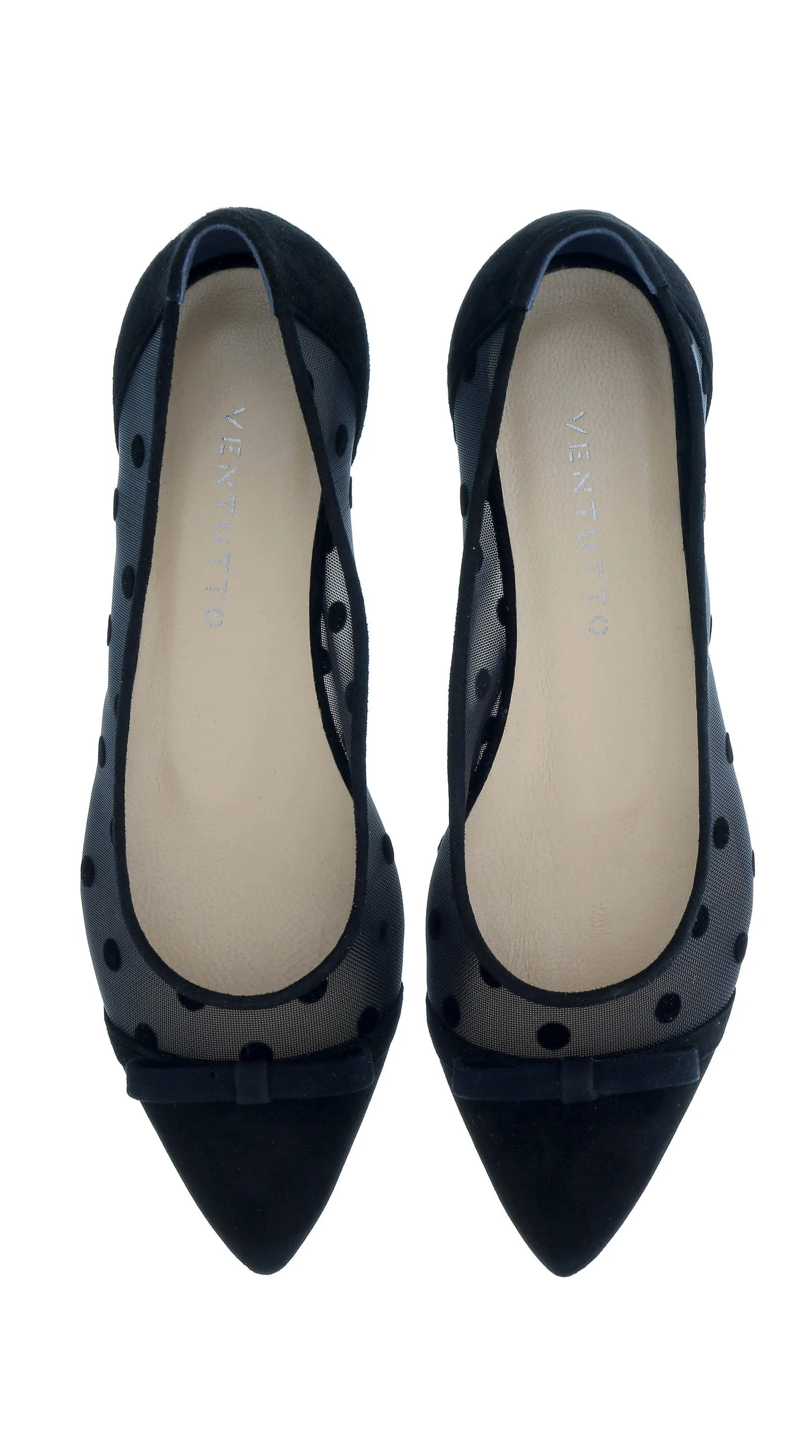 Ventutto Black Mesh Ballerina Flats-