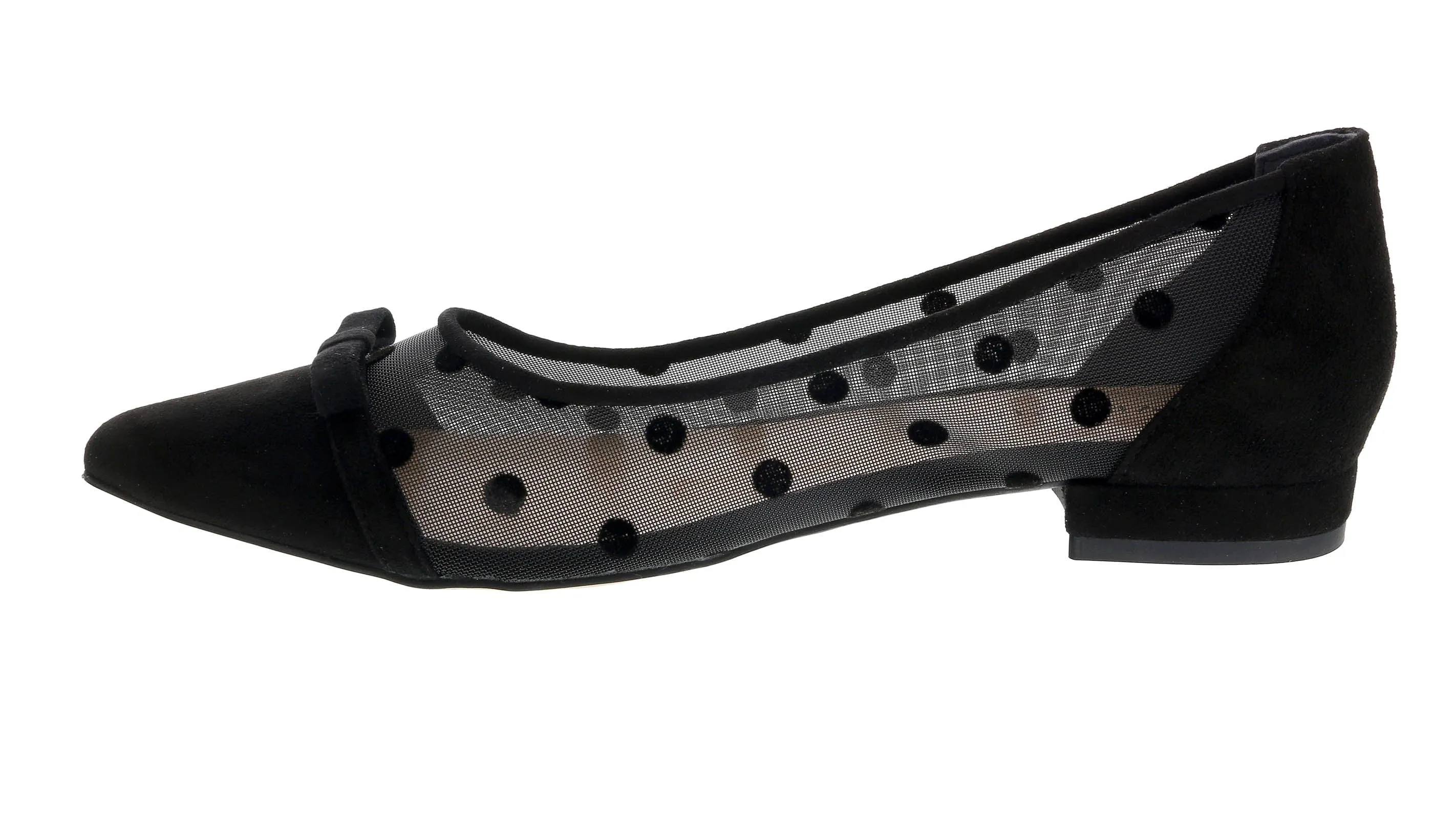 Ventutto Black Mesh Ballerina Flats-