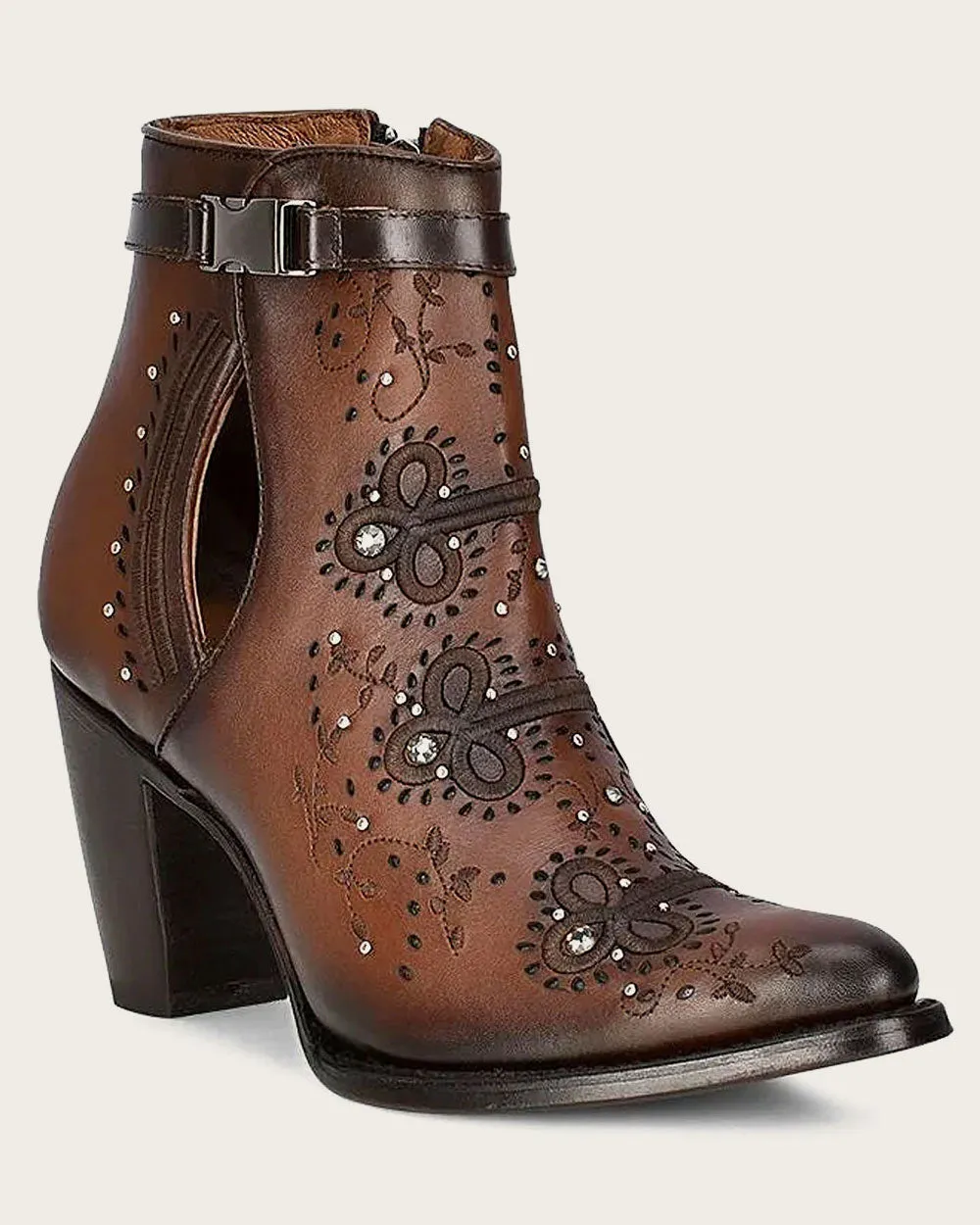 Western brown bootie with crystals
